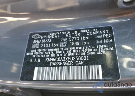 2023 Hyundai Venue Sel из США, поврежденный, VIN KMHRC8A3XPU258031